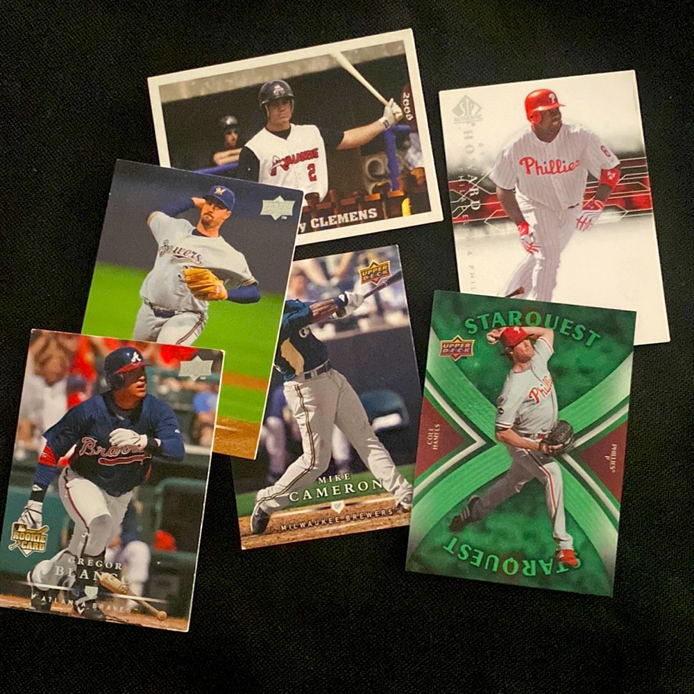 Assorted lot of six baseball cards from early 2000s